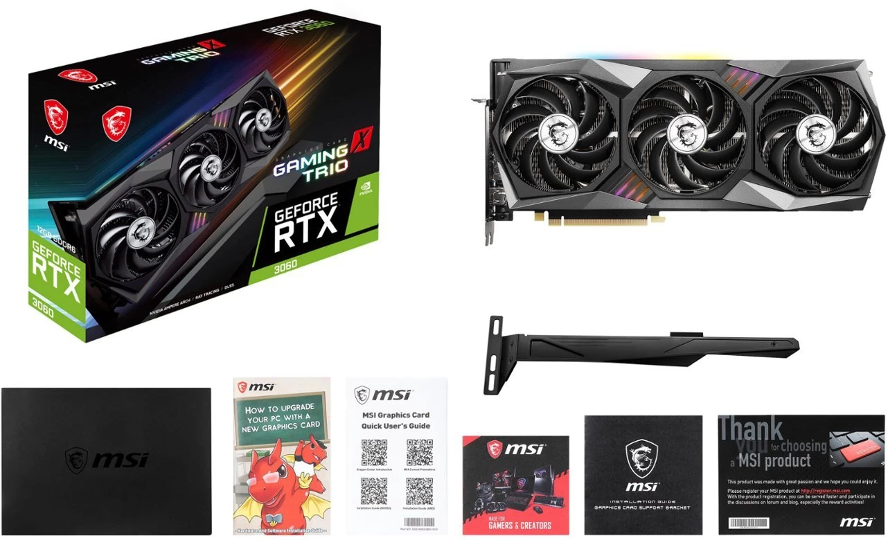 MSI GeForce RTX 3060 GAMING X TRIO 12G Package Content