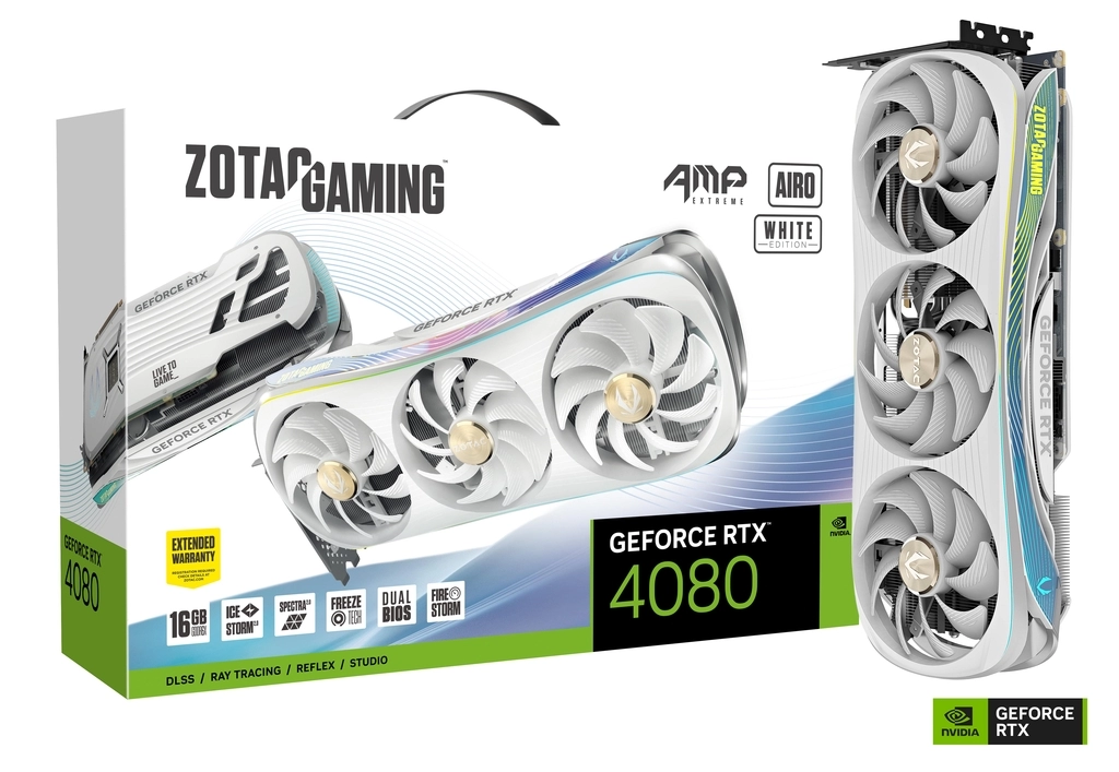 ZOTAC GAMING GeForce RTX 4080 16GB AMP Extreme AIRO White Edition Package