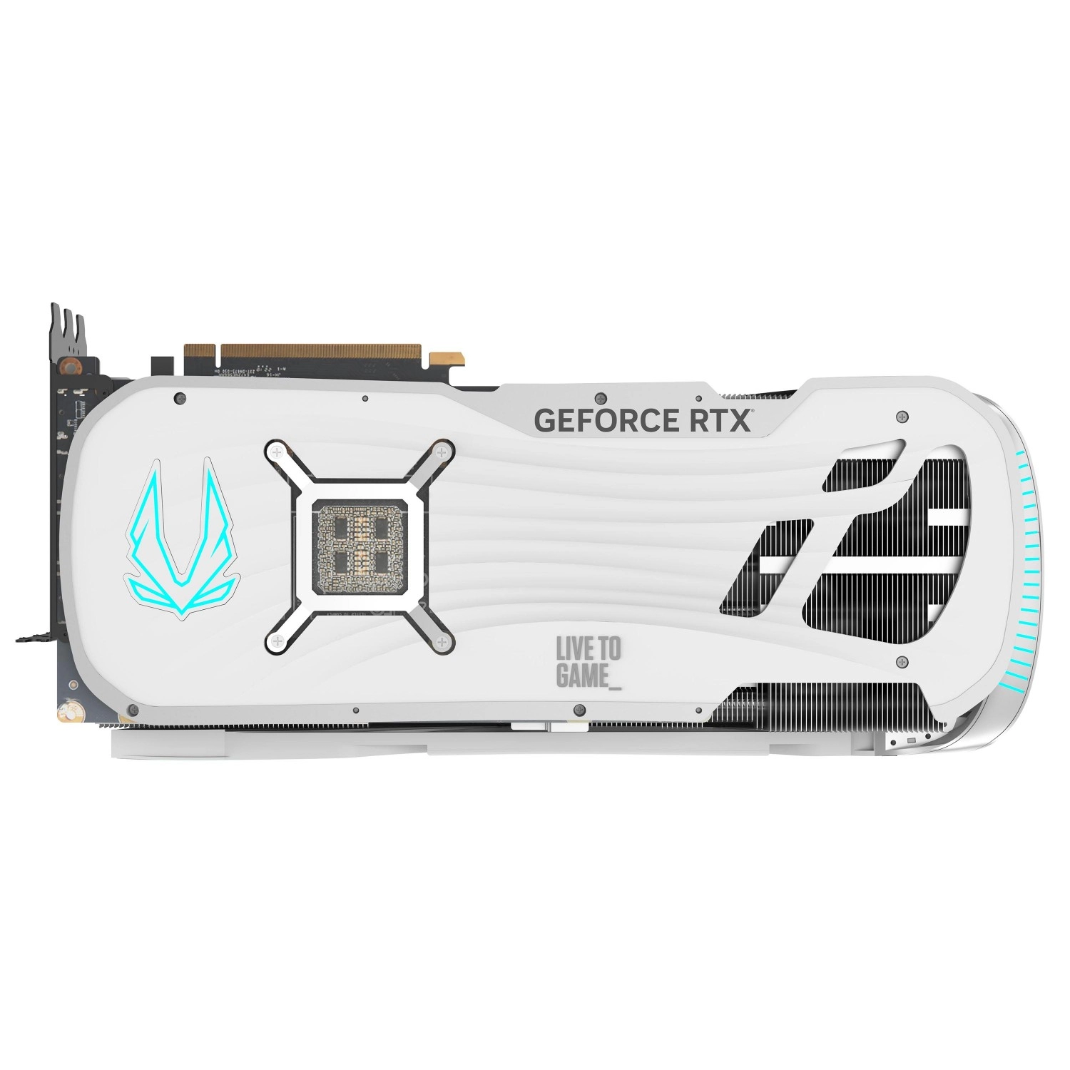 ZOTAC GAMING GeForce RTX 4090 AMP Extreme AIRO White Edition Back View